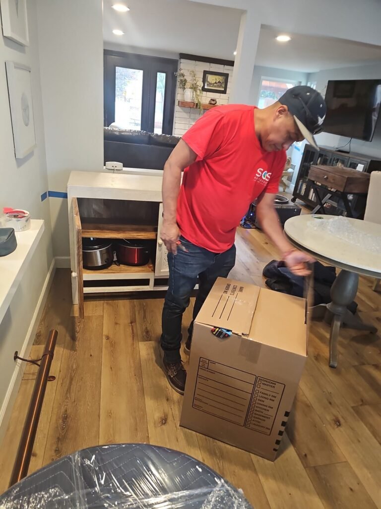 Contents packed and protected before demolition in a Santa Ana home