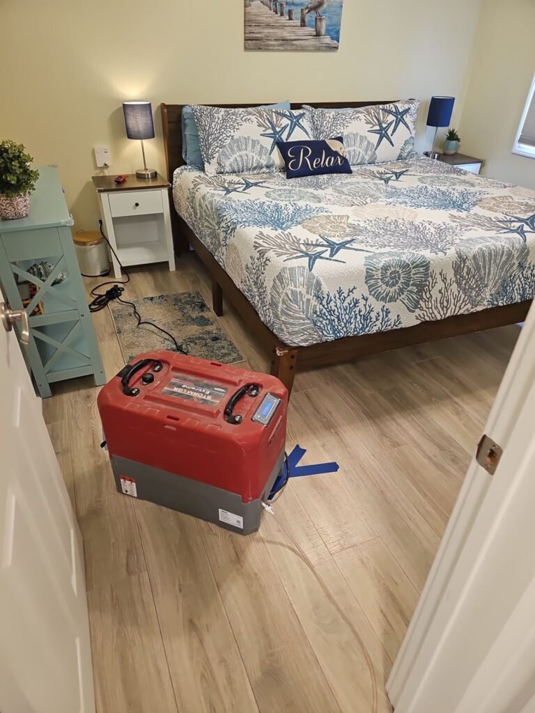 Water extracted from a bedroom floor in a Santa Ana home